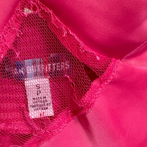 Hot pink Satin Midi dress with lace - Picture 3 of 4